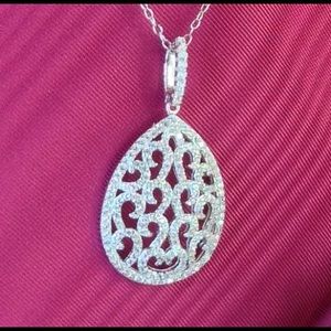 Stunning Diamond Simulant Pendant w/ 18" Chain